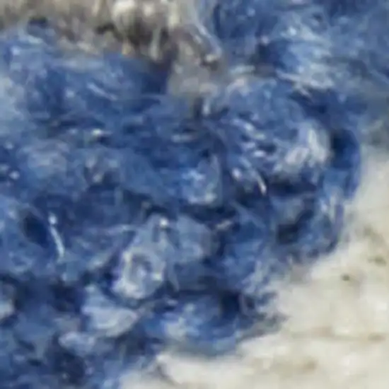 8' Navy Blue and Ivory Damask Distressed Non Skid Runner Rug Photo 1