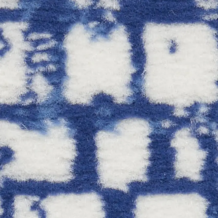 8' Navy Blue and Ivory Moroccan Distressed Non Skid Runner Rug Photo 5