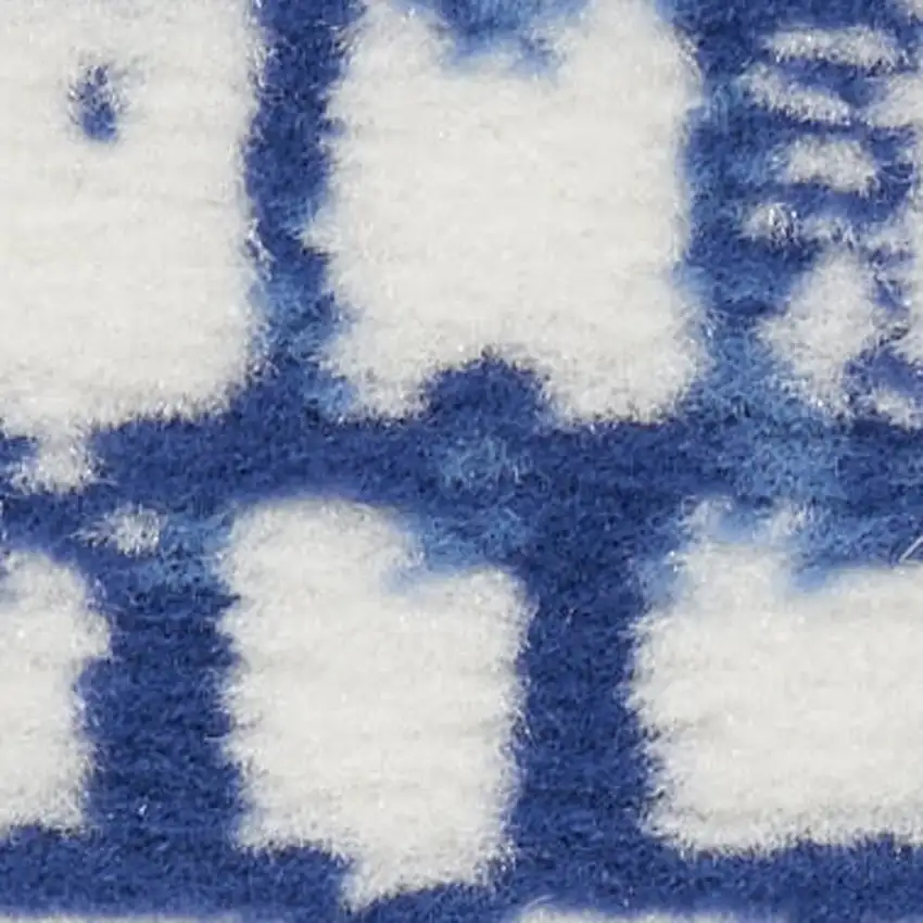 8' Navy Blue and Ivory Moroccan Distressed Non Skid Runner Rug Photo 3