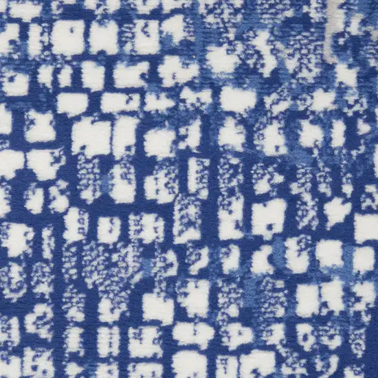 8' Navy Blue and Ivory Moroccan Distressed Non Skid Runner Rug Photo 1