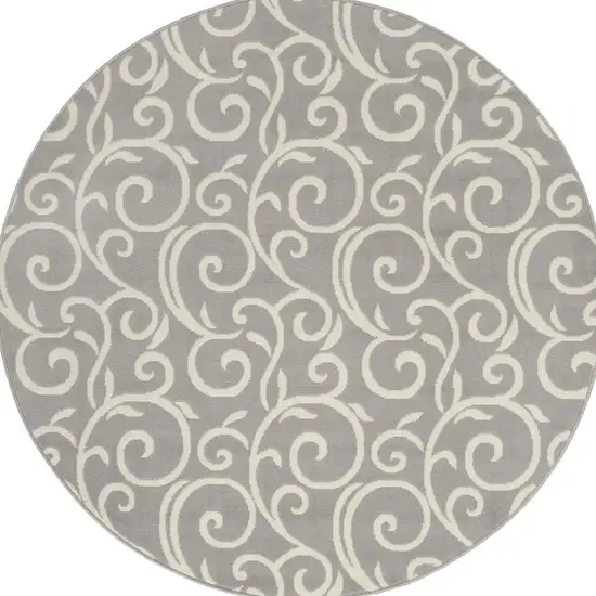 6' Navy Blue and Orange Ogee Distressed Non Skid Round Rug Photo 8