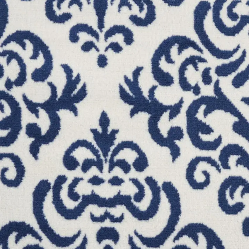 6' Navy Blue and Orange Ogee Distressed Non Skid Runner Rug Photo 5