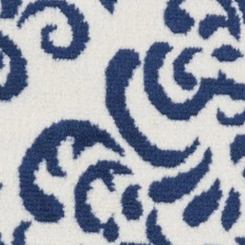 6' Navy Blue and Orange Ogee Distressed Non Skid Runner Rug Photo 3