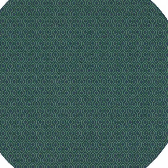 Blue and Green Round Geometric Stain Resistant Indoor Outdoor Area Rug Photo 5