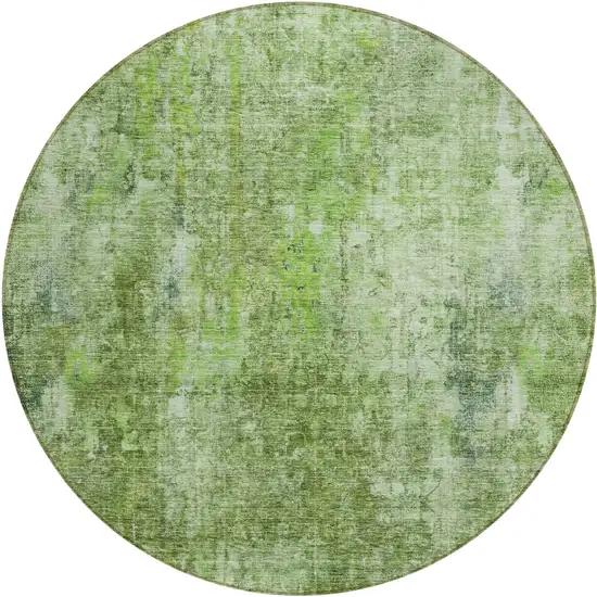 8' Olive Green And Artichoke Green Round Abstract Washable Indoor Outdoor Area Rug Photo 2
