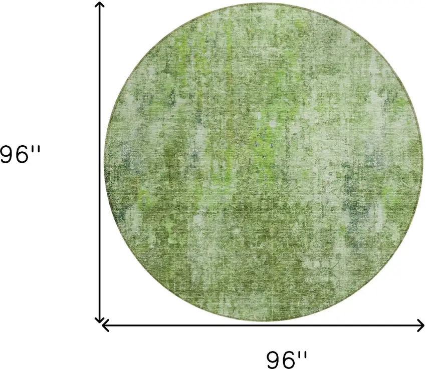 8' Olive Green And Artichoke Green Round Abstract Washable Indoor Outdoor Area Rug Photo 3