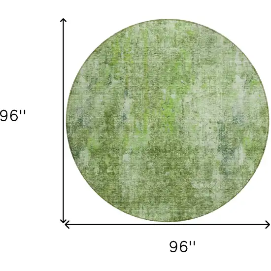 8' Olive Green And Artichoke Green Round Abstract Washable Indoor Outdoor Area Rug Photo 3