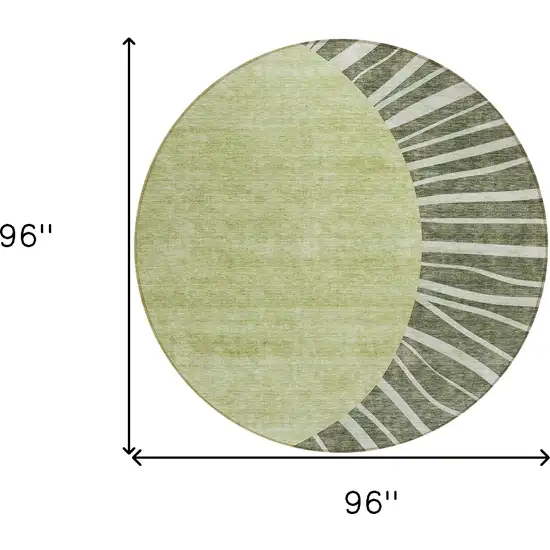 8' Olive Green And Artichoke Green Round Abstract Washable Indoor Outdoor Area Rug Photo 7