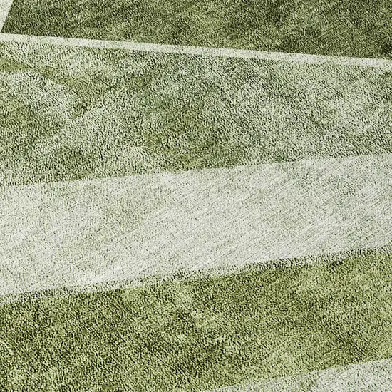 8' Olive Green And Artichoke Green Round Geometric Washable Indoor Outdoor Area Rug Photo 4