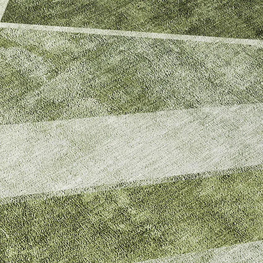 8' Olive Green And Artichoke Green Round Geometric Washable Indoor Outdoor Area Rug Photo 4