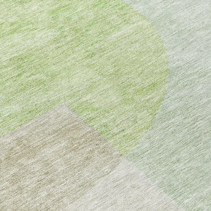 8' Olive Green And Artichoke Green Round Geometric Washable Indoor Outdoor Area Rug Photo 8