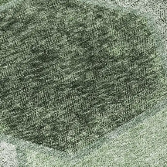 8' Olive Green And Artichoke Green Round Geometric Washable Indoor Outdoor Area Rug Photo 8