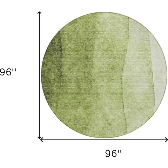 8' Olive Green And Artichoke Green Round Ombre Washable Indoor Outdoor Area Rug Photo 7