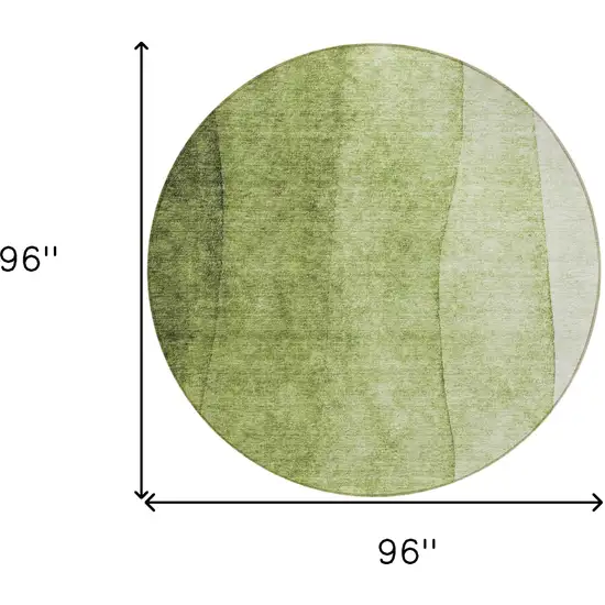 8' Olive Green And Artichoke Green Round Ombre Washable Indoor Outdoor Area Rug Photo 7