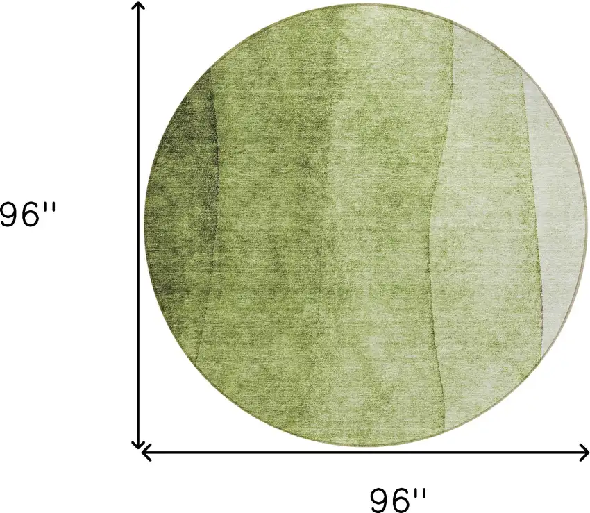 8' Olive Green And Artichoke Green Round Ombre Washable Indoor Outdoor Area Rug Photo 7