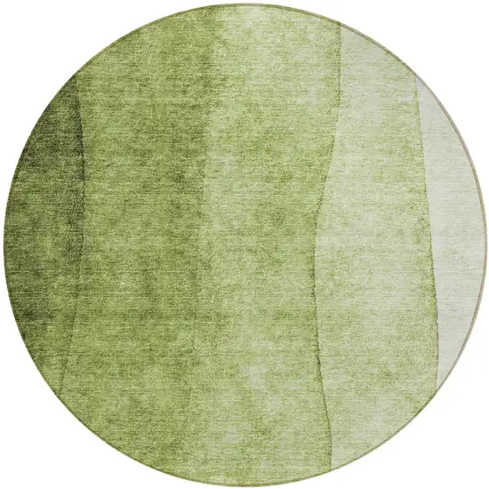 8' Olive Green And Artichoke Green Round Ombre Washable Indoor Outdoor Area Rug Photo 1