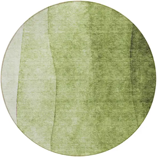 8' Olive Green And Artichoke Green Round Ombre Washable Indoor Outdoor Area Rug Photo 4
