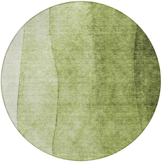 8' Olive Green And Artichoke Green Round Ombre Washable Indoor Outdoor Area Rug Photo 4