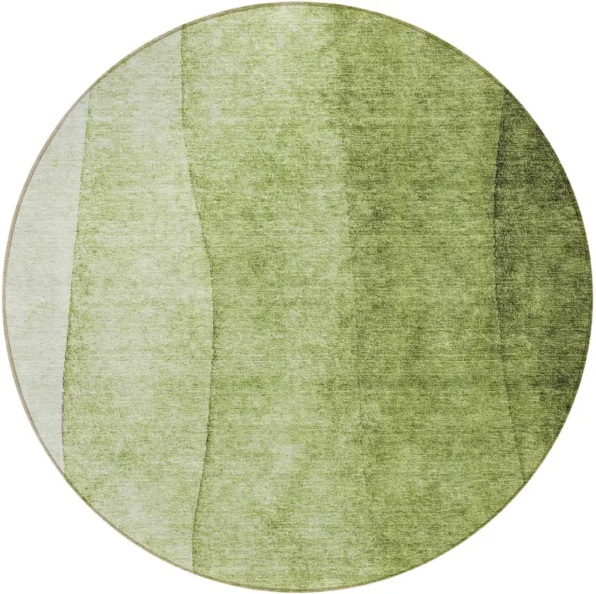 8' Olive Green And Artichoke Green Round Ombre Washable Indoor Outdoor Area Rug Photo 4