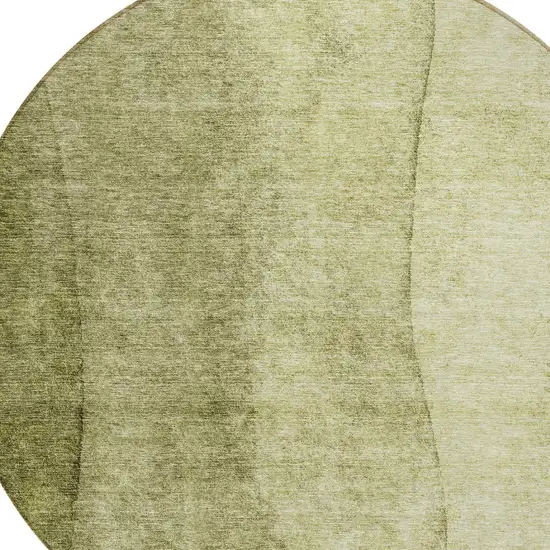 8' Olive Green And Artichoke Green Round Ombre Washable Indoor Outdoor Area Rug Photo 4