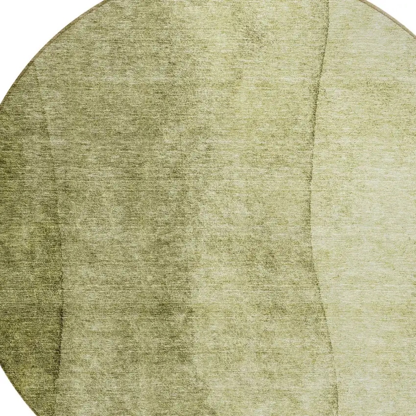 8' Olive Green And Artichoke Green Round Ombre Washable Indoor Outdoor Area Rug Photo 4