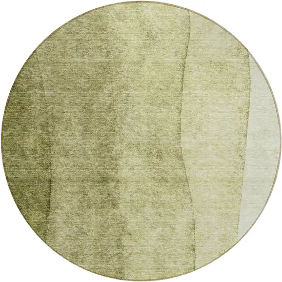 8' Olive Green And Artichoke Green Round Ombre Washable Indoor Outdoor Area Rug Photo 2