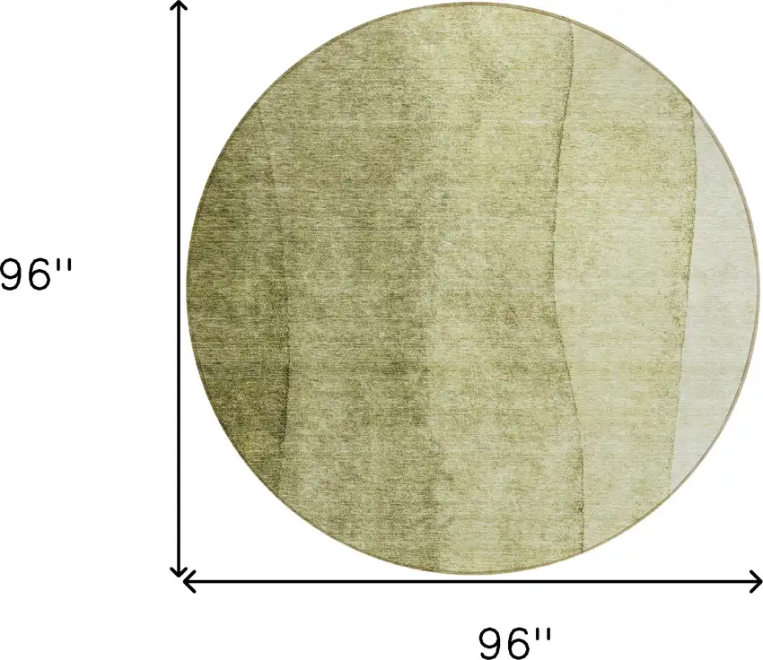8' Olive Green And Artichoke Green Round Ombre Washable Indoor Outdoor Area Rug Photo 3
