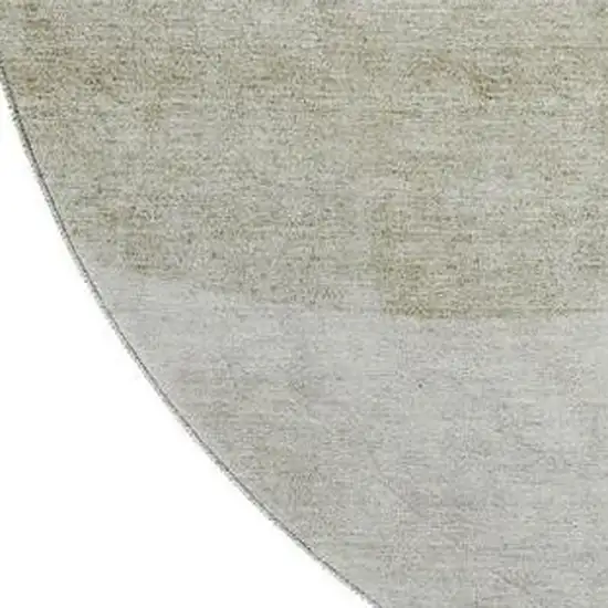 8' Olive Green And Beige Geometric Washable Round Rug With UV Protection Photo 3