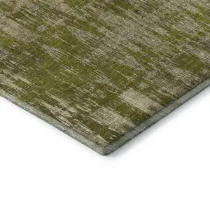 Photo of 8' Olive Green And Beige Moroccan Washable Round Rug With UV Protection