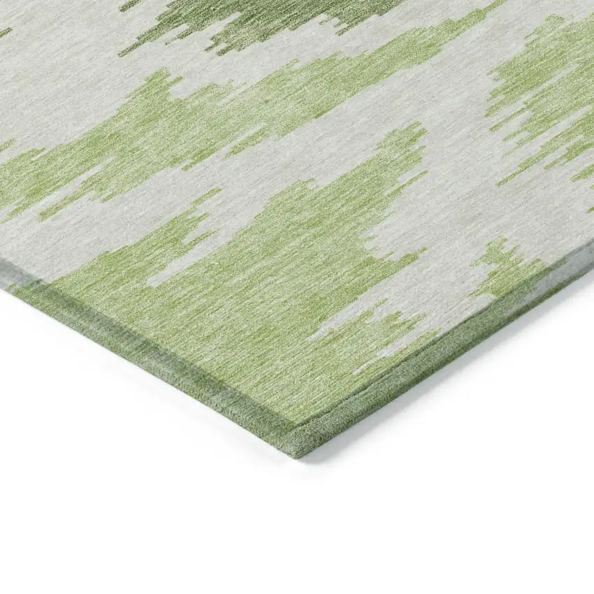 8' Olive Green And Beige Round Abstract Washable Indoor Outdoor Area Rug Photo 4