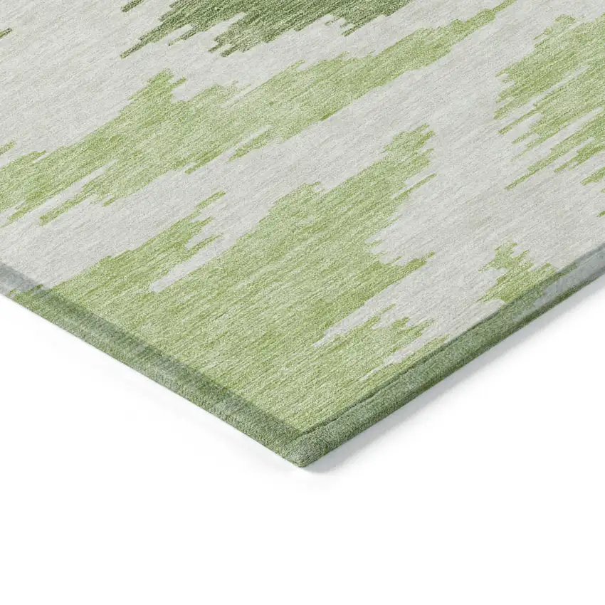8' Olive Green And Beige Round Abstract Washable Indoor Outdoor Area Rug Photo 4