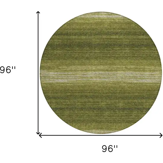 8' Olive Green And Beige Round Striped Washable Indoor Outdoor Area Rug Photo 3