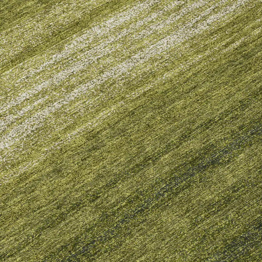 8' Olive Green And Beige Round Striped Washable Indoor Outdoor Area Rug Photo 8