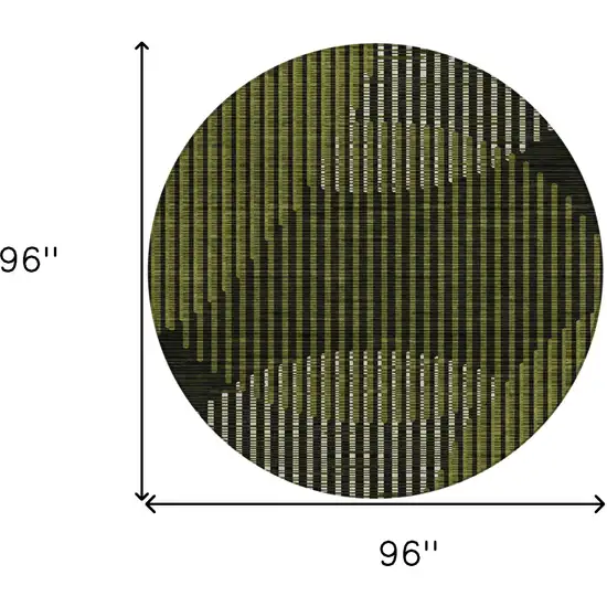 8' Olive Green And Black Round Geometric Washable Indoor Outdoor Area Rug Photo 3