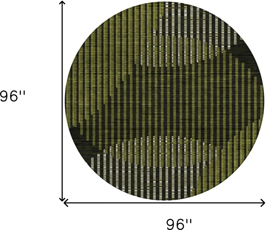 8' Olive Green And Black Round Geometric Washable Indoor Outdoor Area Rug Photo 3