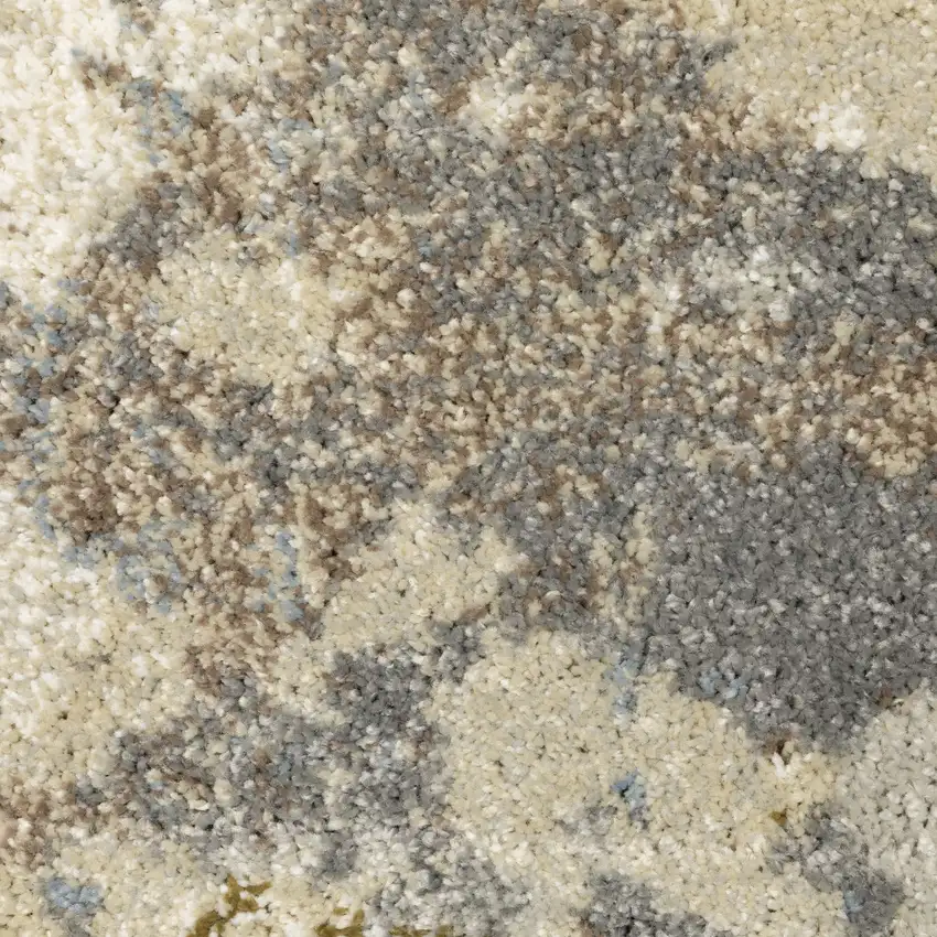 7' Olive Green And Blue Abstract Runner Rug Photo 8
