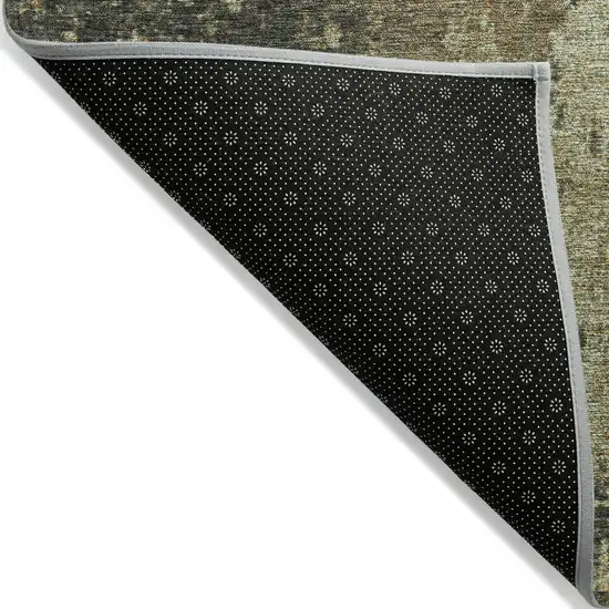 8' Olive Green And Brown Round Abstract Washable Indoor Outdoor Area Rug Photo 8