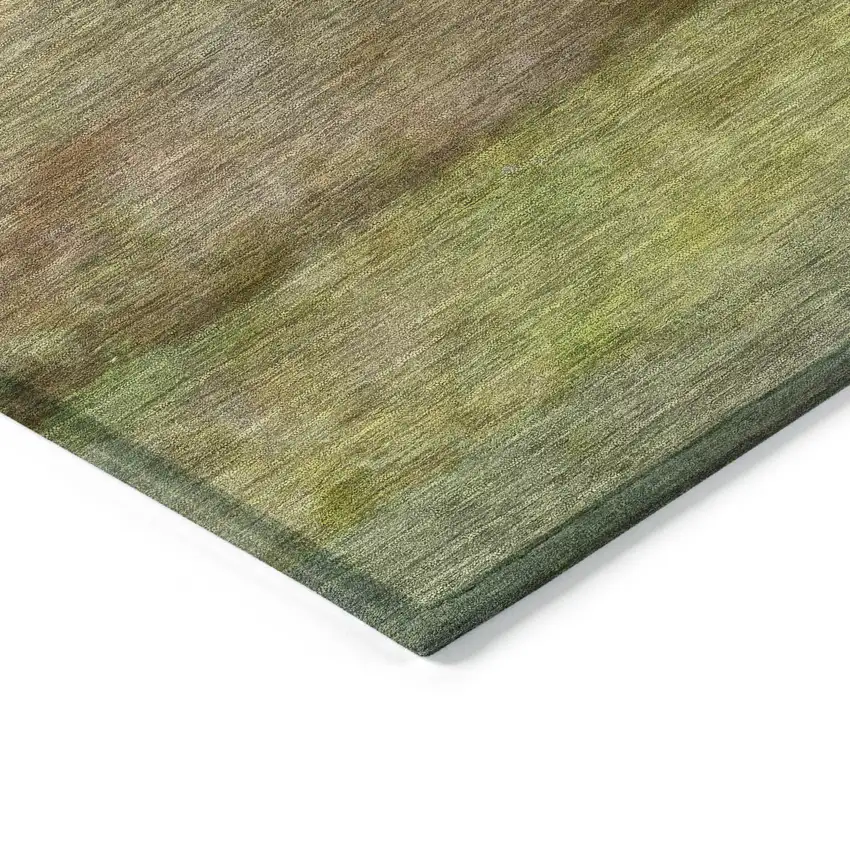 8' Olive Green And Brown Round Abstract Washable Indoor Outdoor Area Rug Photo 5