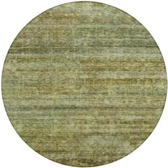 8' Olive Green And Brown Round Striped Washable Indoor Outdoor Area Rug Photo 2