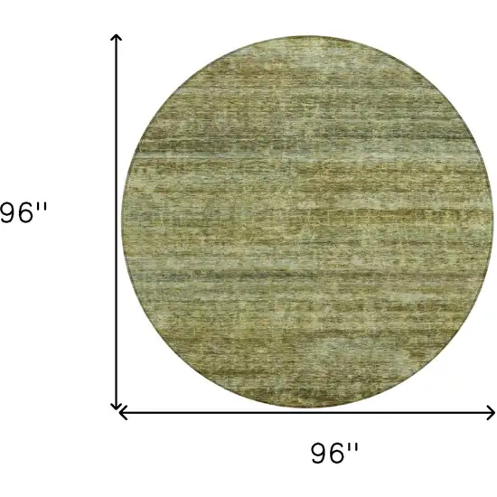 8' Olive Green And Brown Round Striped Washable Indoor Outdoor Area Rug Photo 3