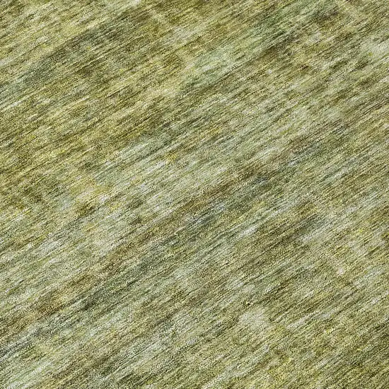 8' Olive Green And Brown Round Striped Washable Indoor Outdoor Area Rug Photo 8