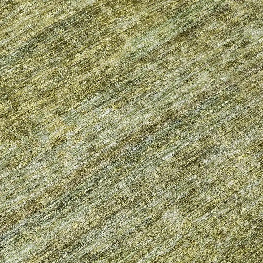 8' Olive Green And Brown Round Striped Washable Indoor Outdoor Area Rug Photo 8