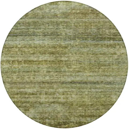 8' Olive Green And Brown Round Striped Washable Indoor Outdoor Area Rug Photo 5
