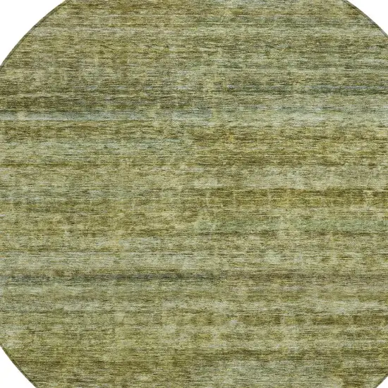 8' Olive Green And Brown Round Striped Washable Indoor Outdoor Area Rug Photo 4