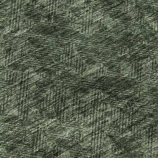 8' Olive Green And Charcoal Geometric Washable Round Rug With UV Protection Photo 8