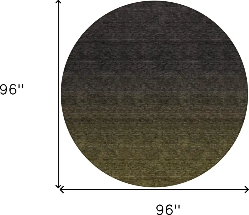 8' Olive Green And Charcoal Round Abstract Washable Indoor Outdoor Area Rug Photo 3