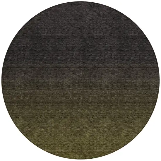 8' Olive Green And Charcoal Round Abstract Washable Indoor Outdoor Area Rug Photo 7