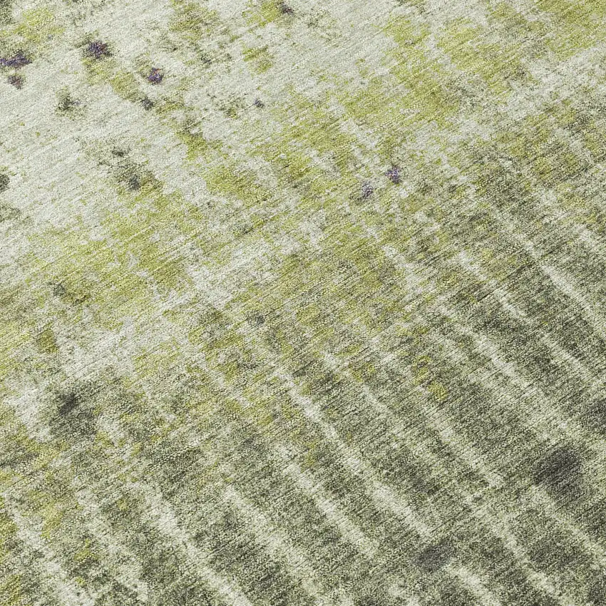 8' Olive Green And Copper Round Abstract Washable Indoor Outdoor Area Rug Photo 9