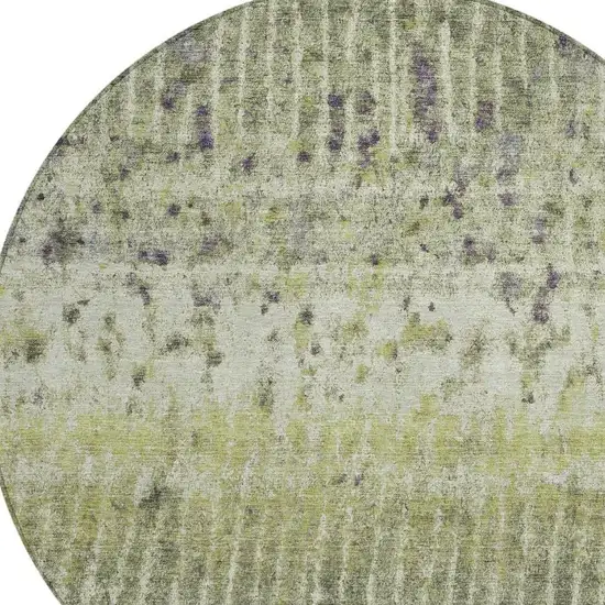 8' Olive Green And Copper Round Abstract Washable Indoor Outdoor Area Rug Photo 2