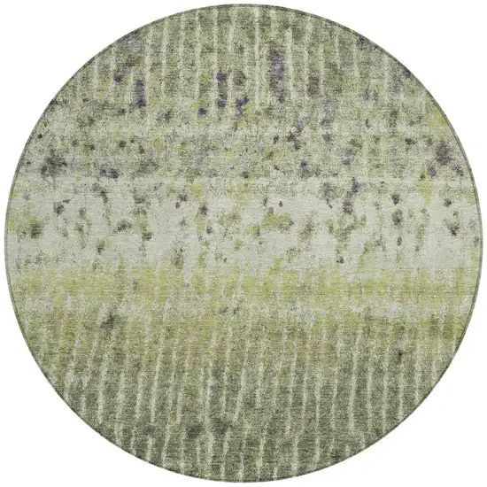 8' Olive Green And Copper Round Abstract Washable Indoor Outdoor Area Rug Photo 3